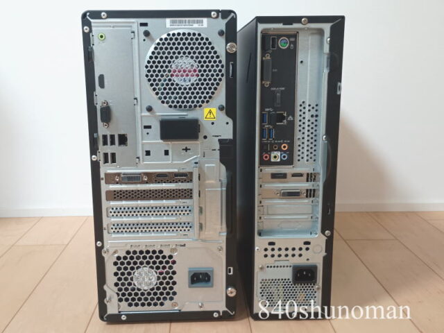 レノボ「LOQ Tower 17IRR9」とマウスコンピューター「LUV MACHINES Slim」の背面端子比較